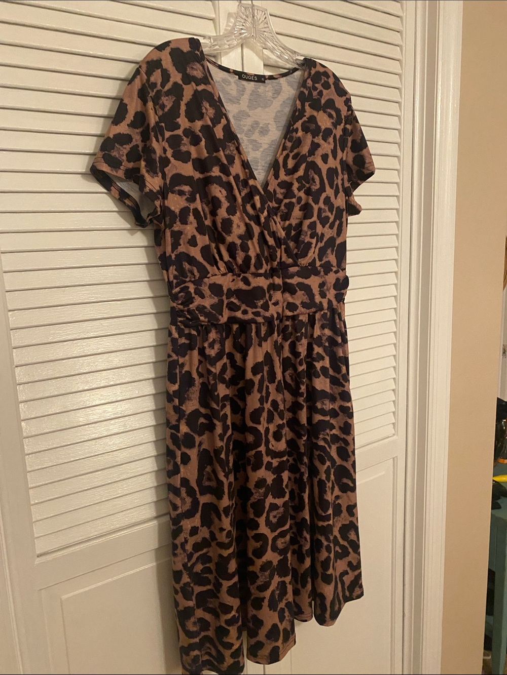 Leopard-Print Wrap Dress in Brown and Black - Picture 3 of 5